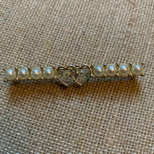 Vintage 1959 Sarah Coventry Waltz Time Faux Pearl Gold Tone Brooch
